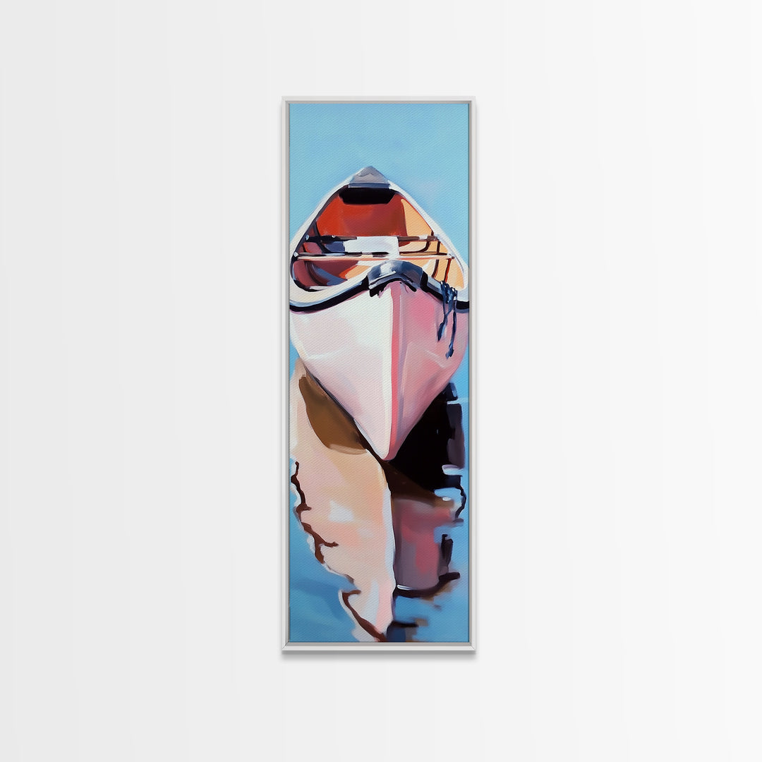 Rowboat Reflection, Lake House Art, Serene Waterscape Painting, Nautical Home Decor, Calm Blue Artwork, Canvas Print