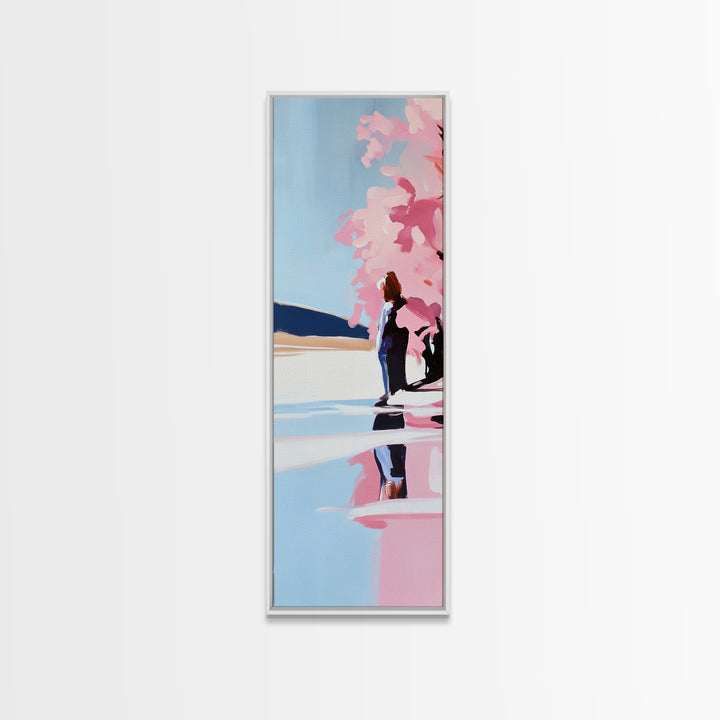 Cherry Blossom, Spring Landscape, Feminine Art, Nature Serenity, Japanese Garden, Pastel Aesthetic, Bedroom Wall Art, Framed Canvas Print