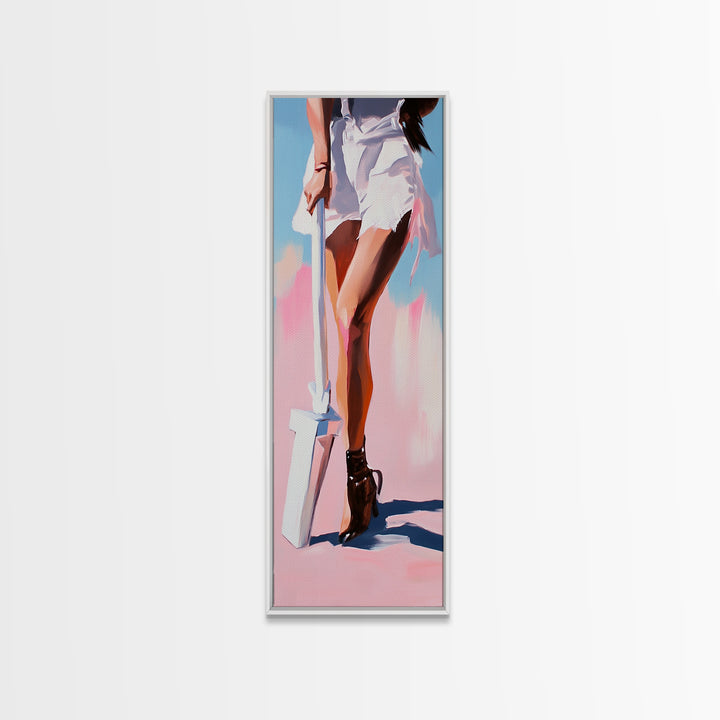 Beach Legs, Summer Vibes, Fashion Wall Art, Modern Minimalist Decor, Coastal Aesthetic, Chic Home Style, Framed Canvas Print