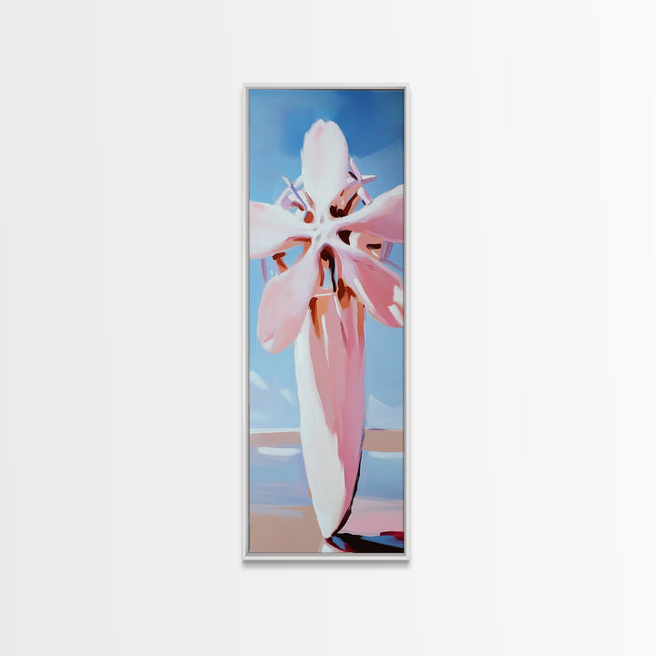 Pink Blossom Bloom, Soft Nature Art, Gentle Pastels, Tranquil Scene, Framed Canvas Print, Bedroom Wall Art, Botanical Decor
