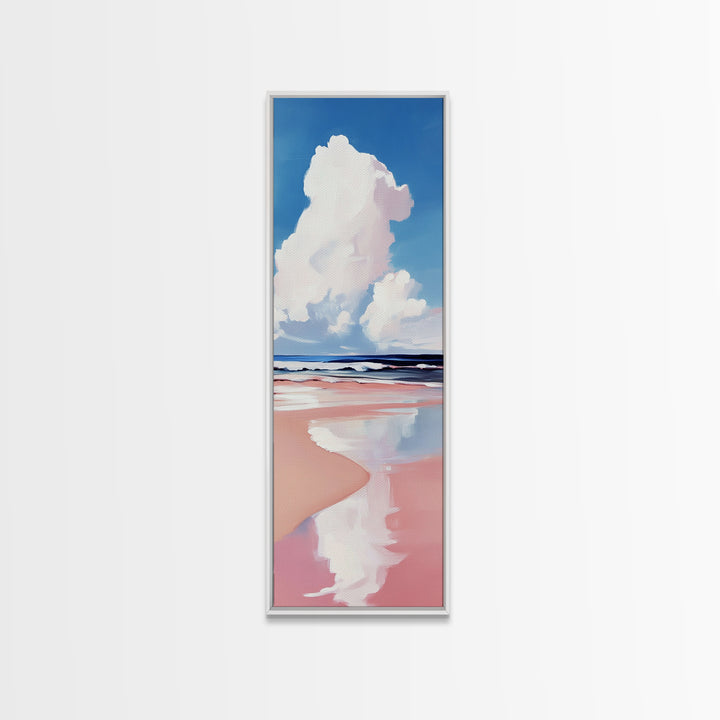 Cloud Reflection, Ocean Horizon, Tranquil Sky, Dreamy Seascape, Framed Canvas Print, Coastal Wall Art, Living Room Decor, Minimalist Blue