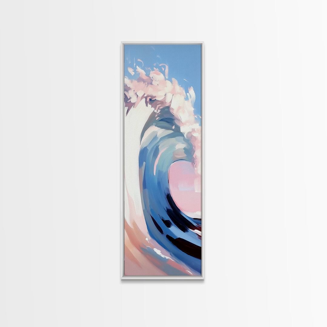 Ocean Wave, Abstract Seascape, Framed Canvas Print, Coastal Aesthetic, Modern Minimalist, Living Room Decor, Nautical Wall Art