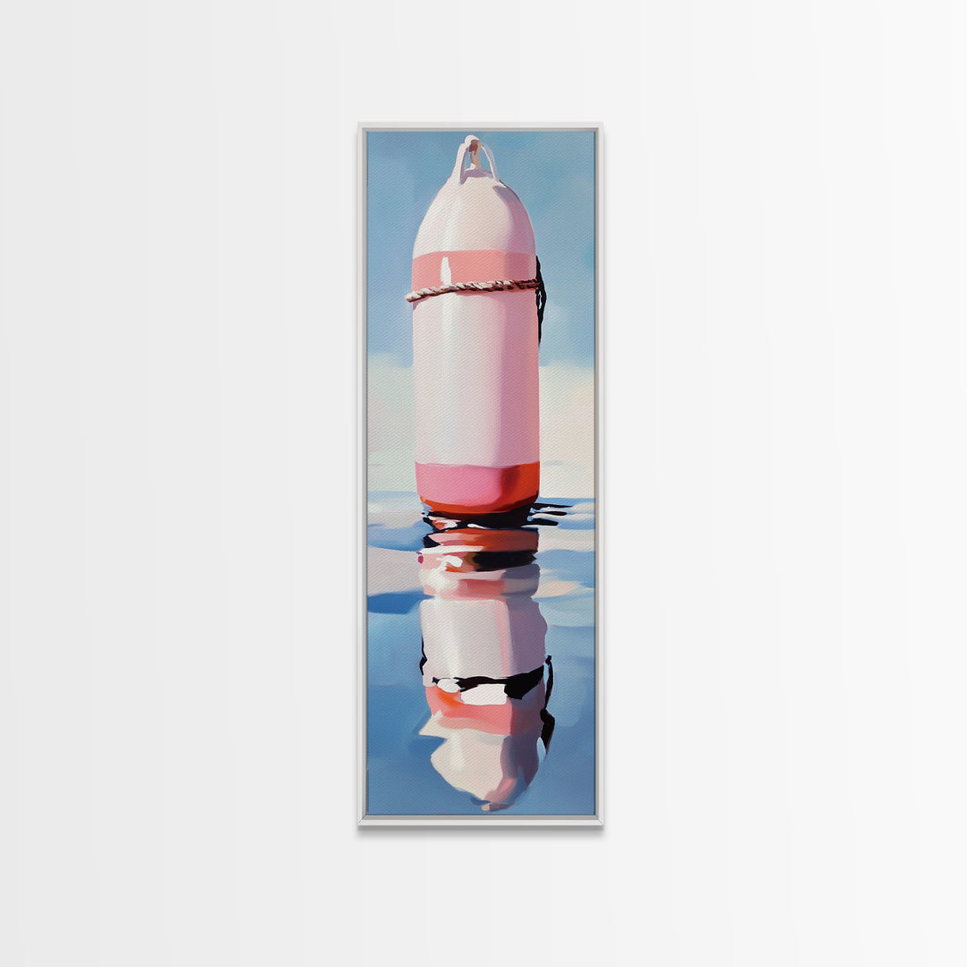 Nautical Buoy, Coastal Wall Art, Minimalist Nautical Art, Beach House Decor, Ocean Art, Living Room Painting, Framed Canvas Print