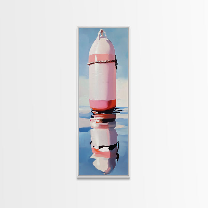 Nautical Buoy, Coastal Wall Art, Minimalist Nautical Art, Beach House Decor, Ocean Art, Living Room Painting, Framed Canvas Print