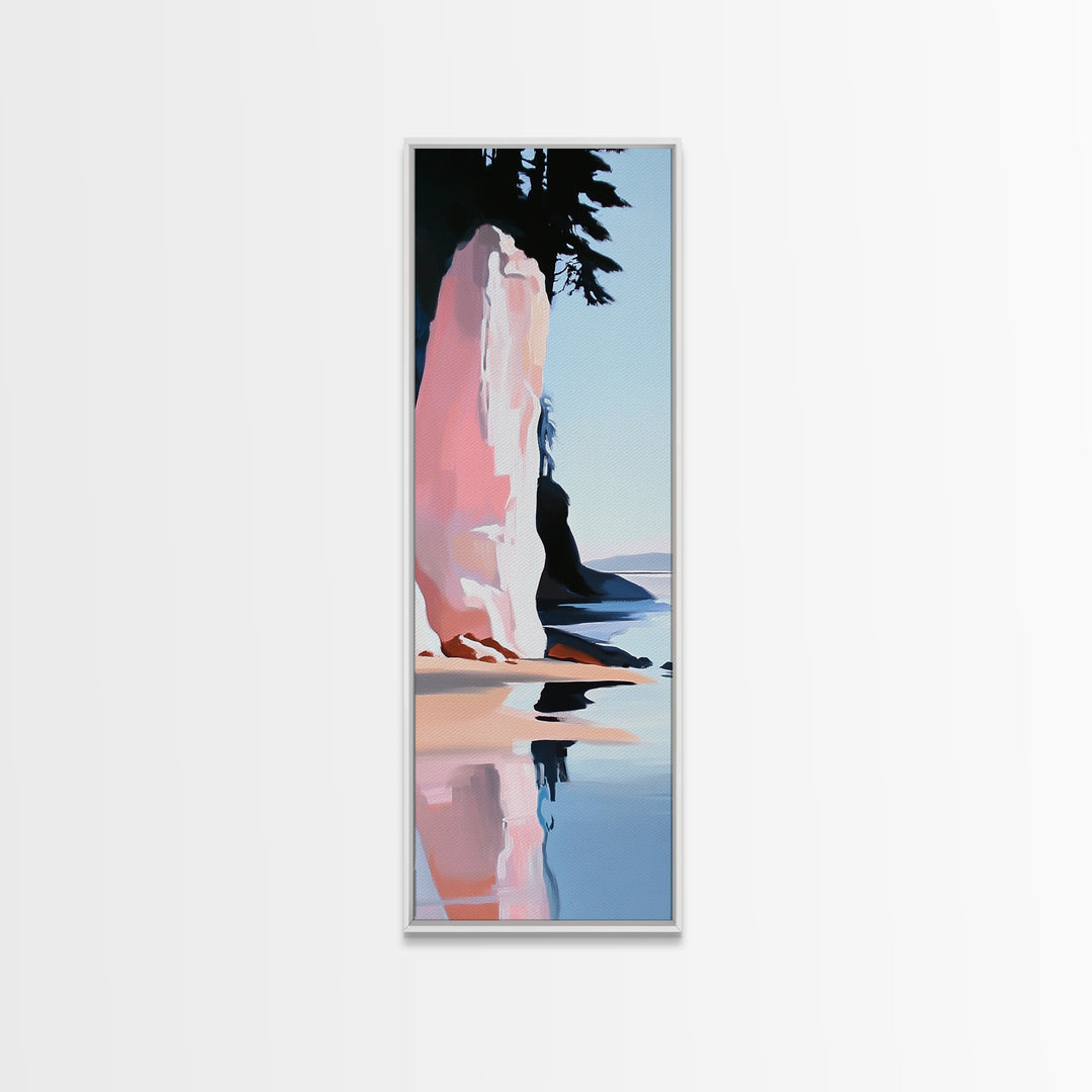 Ocean Cliff, Coastal Wall Art, Nautical Decor, Seascape Painting, Minimalist Beach Art, Serene Home Decor, Framed Canvas Print