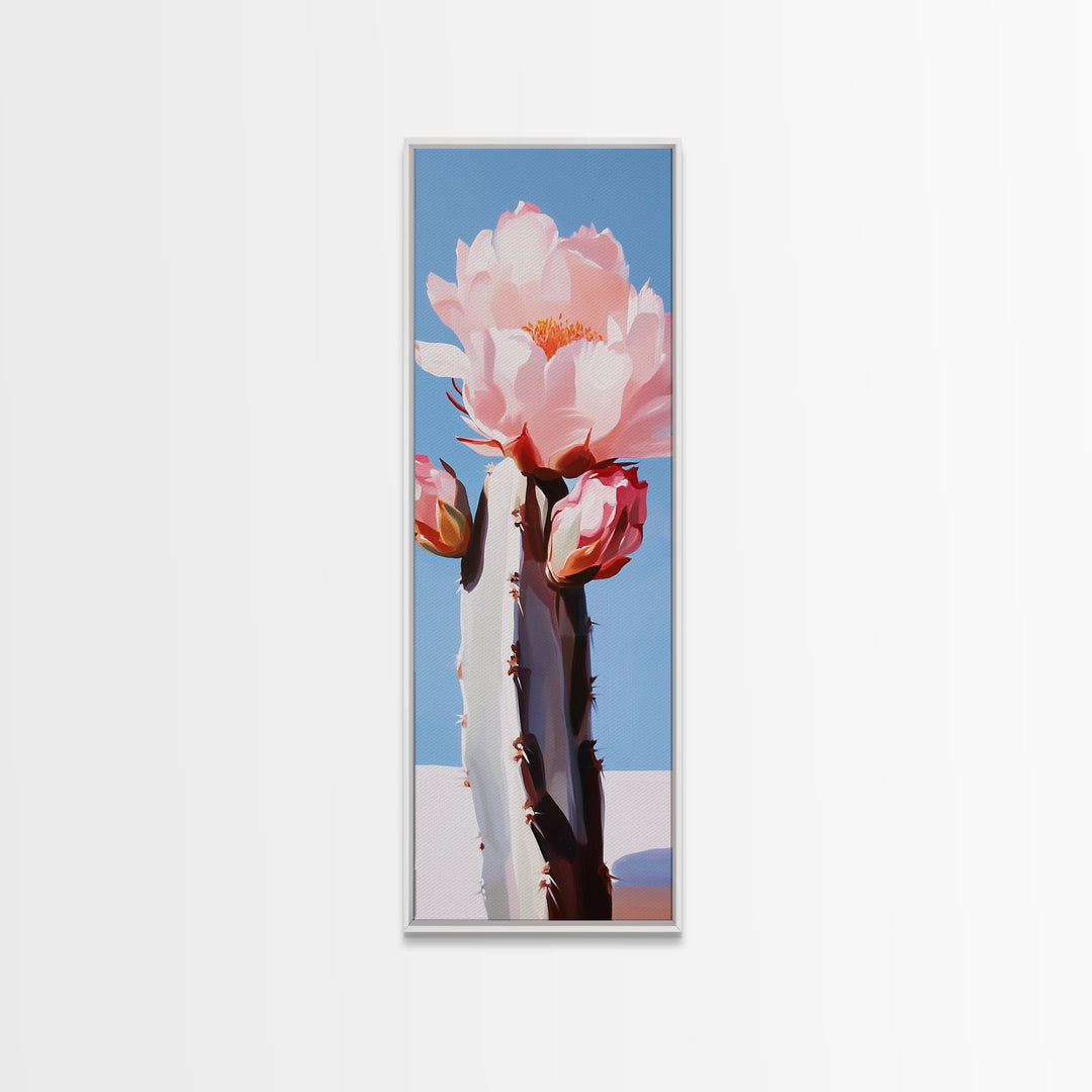 Blooming Cactus, Floral Wall Art, Desert Decor, Boho Aesthetic, Southwestern Art, Vibrant Botanical Painting, Canvas Print