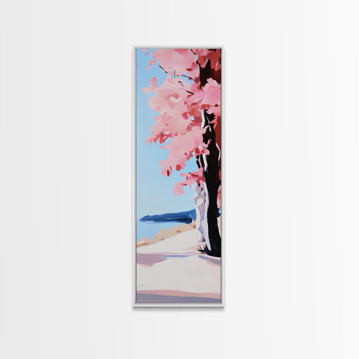 Cherry Blossom Tree, Pink Aesthetic, Nature Wall Art, Framed Canvas Print, Modern Minimalist, Japanese Inspired, Bedroom Decor