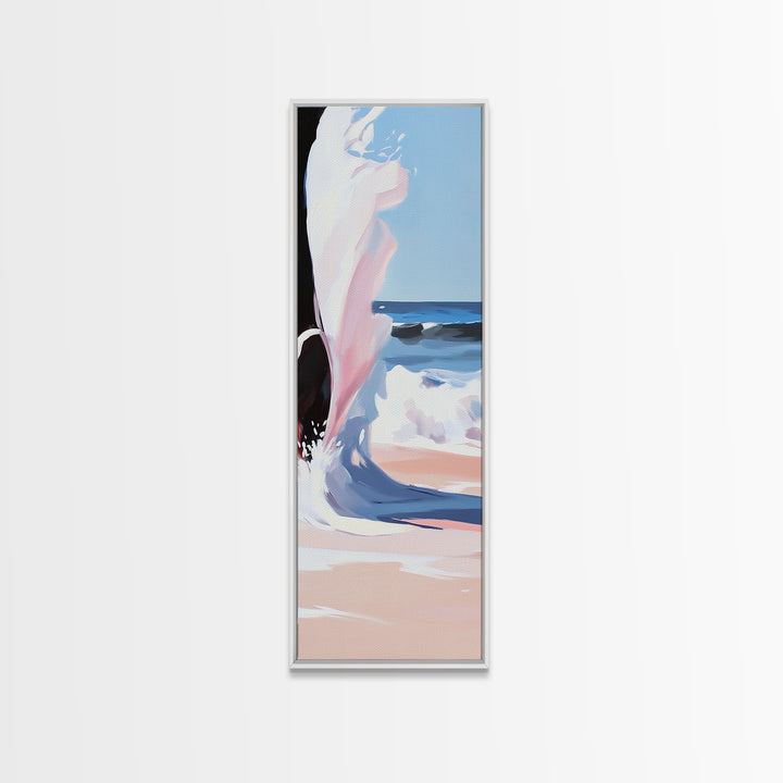 Coastal Wave, Pink Sunset, Canvas Print, Modern Beach Art, Abstract Ocean Wall Decor, Nautical Home Aesthetic, Living Room Art