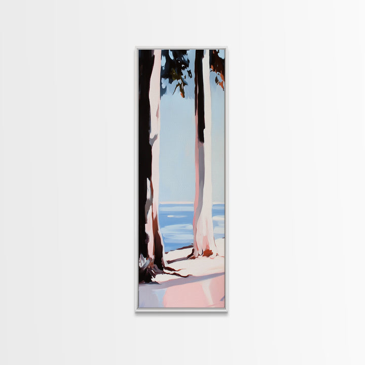 Coastal Trees, Beach Landscape, Minimalist Art, Framed Canvas Print, Modern Wall Art, Ocean View, Nature Decor, Living Room Wall Art