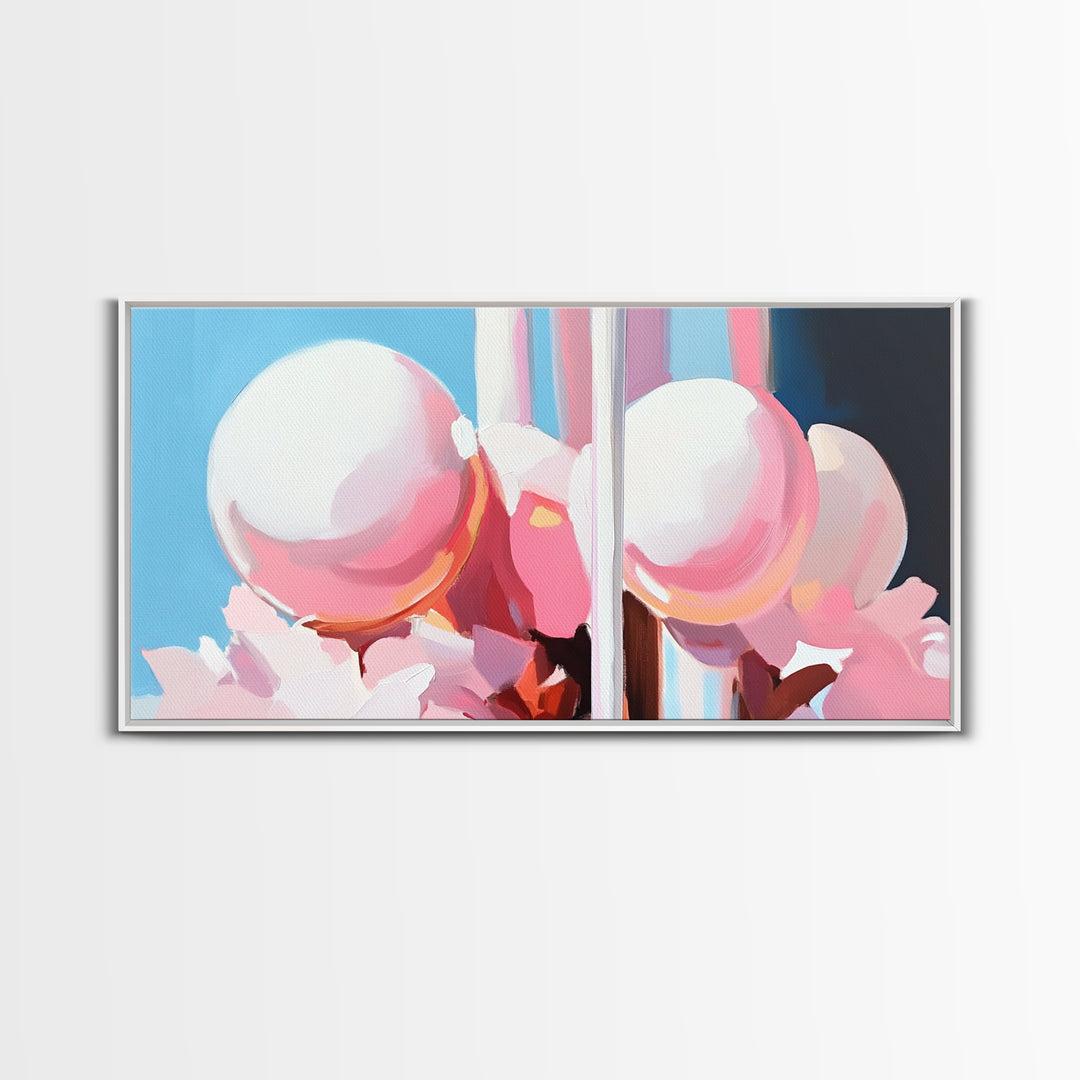 Abstract Sphere Art, Modern Pastel Aesthetic, Surreal Reflection Painting, Dreamy Minimalist Home Decor, Unique Wall Art, Canvas Print