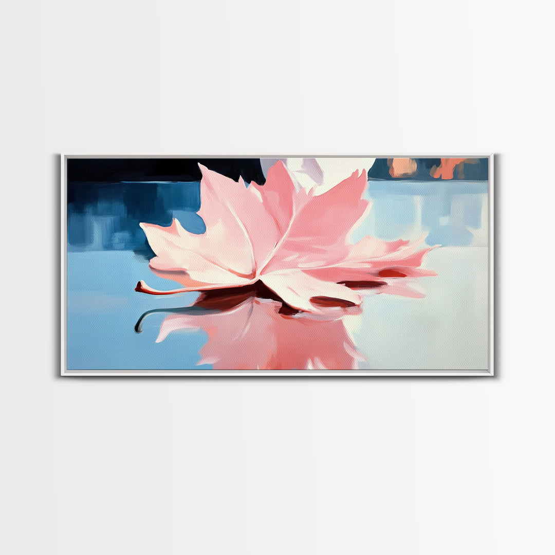 Autumn Leaf, Nature Reflection, Fall Inspired Art, Framed Canvas Print, Cozy Seasonal Wall Decor, Warm Toned Home Aesthetic