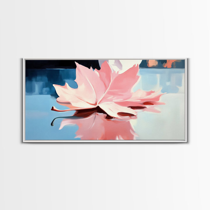 Autumn Leaf, Nature Reflection, Fall Inspired Art, Framed Canvas Print, Cozy Seasonal Wall Decor, Warm Toned Home Aesthetic