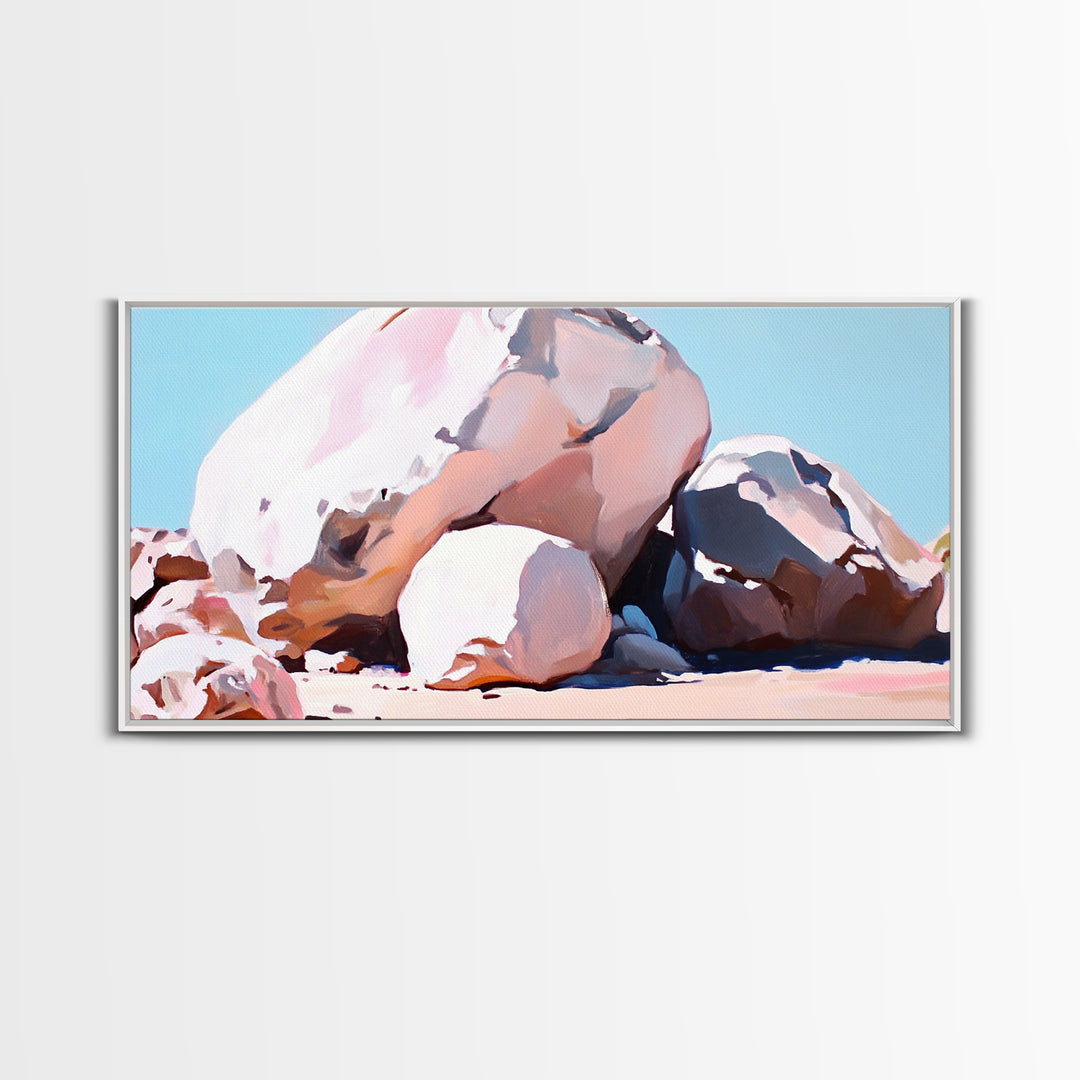 Rock Formations, Desert Landscape, Warm Neutrals, Canvas Print, Bohemian Wall Art, Modern Minimalist Decor, Earthy Tones, Bedroom Wall Art