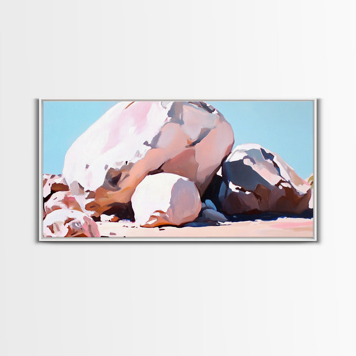 Rock Formations, Desert Landscape, Warm Neutrals, Canvas Print, Bohemian Wall Art, Modern Minimalist Decor, Earthy Tones, Bedroom Wall Art