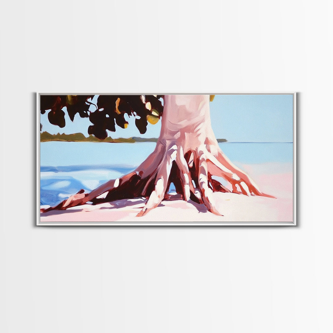 Coastal Tree Roots, Tropical Beach Art, Seaside Nature Print, Boho Coastal Decor, Nautical Wall Art, Living Room Canvas Print