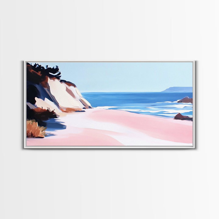 Coastal Escape, Ocean Waves, Seaside Serenity, Framed Canvas Print, Beach House Decor, Minimalist Art, Bedroom Wall Art, Nautical Print