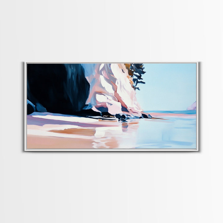 Coastal Cliffside, Ocean View Art, Seaside Landscape, Beach Getaway, Modern Coastal Decor, Nature Scene, Canvas Print, Living Room