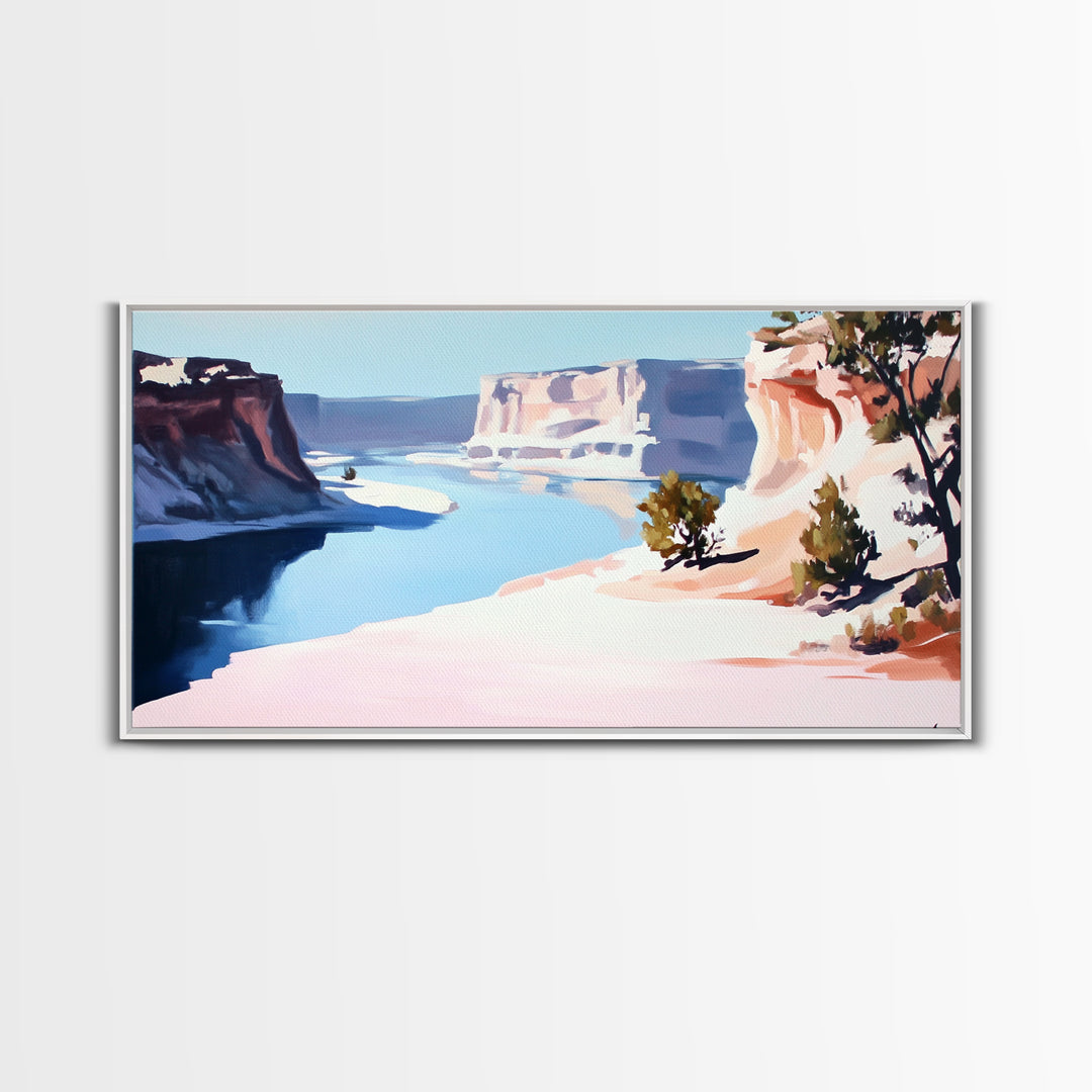 Desert River, Southwest Landscape, Canvas Print, Boho Wall Art, Nature Painting, Earthy Home Decor, Western Art, Office Wall Art