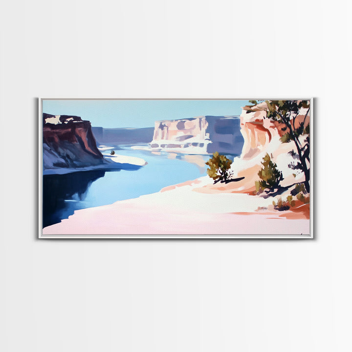 Desert River, Southwest Landscape, Canvas Print, Boho Wall Art, Nature Painting, Earthy Home Decor, Western Art, Office Wall Art