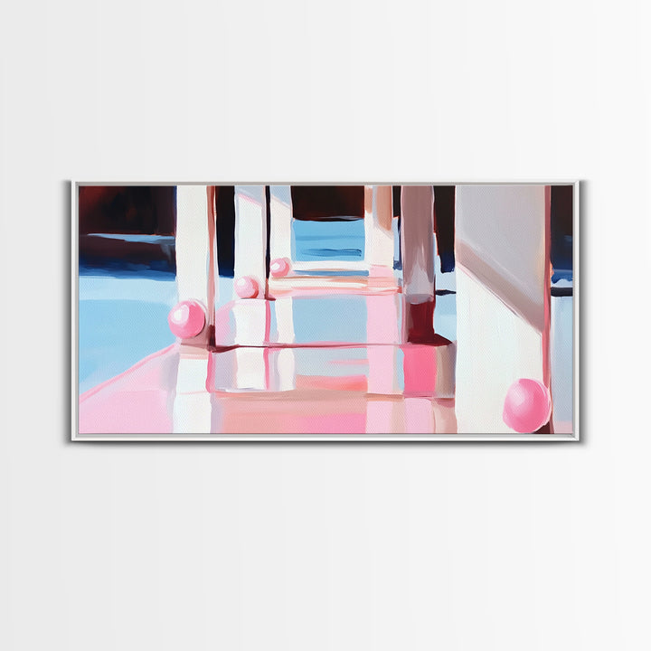 Dockside Reflections, Coastal Living Art, Minimalist Waterscape, Serene Harbor Scene, Nautical Theme, Canvas Print, Office Wall Art