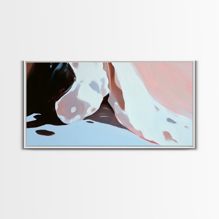 Close Up, Abstract Soft Art, Dreamy Minimalist Painting, Pastel Blue and Pink, Aesthetic Wall Decor, Neutral Modern Art, Canvas Print