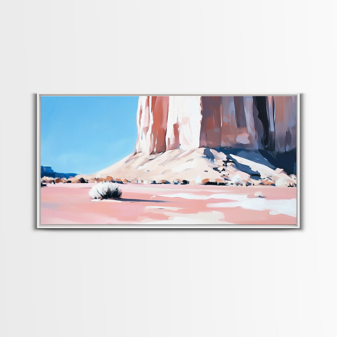 Desert Rock, Monument Valley, Southwestern Art, Minimalist Landscape, Earthy Wall Art, Rustic Home Decor, Framed Canvas Print, Modern Western