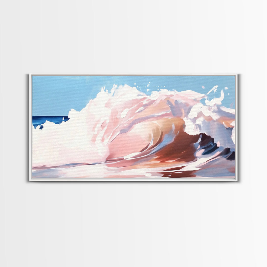 Pastel Wave, Abstract Ocean, Coastal Home Art, Modern Nautical Decor, Minimalist Seascape, Beach House Wall Art, Canvas Print, Calming Blue