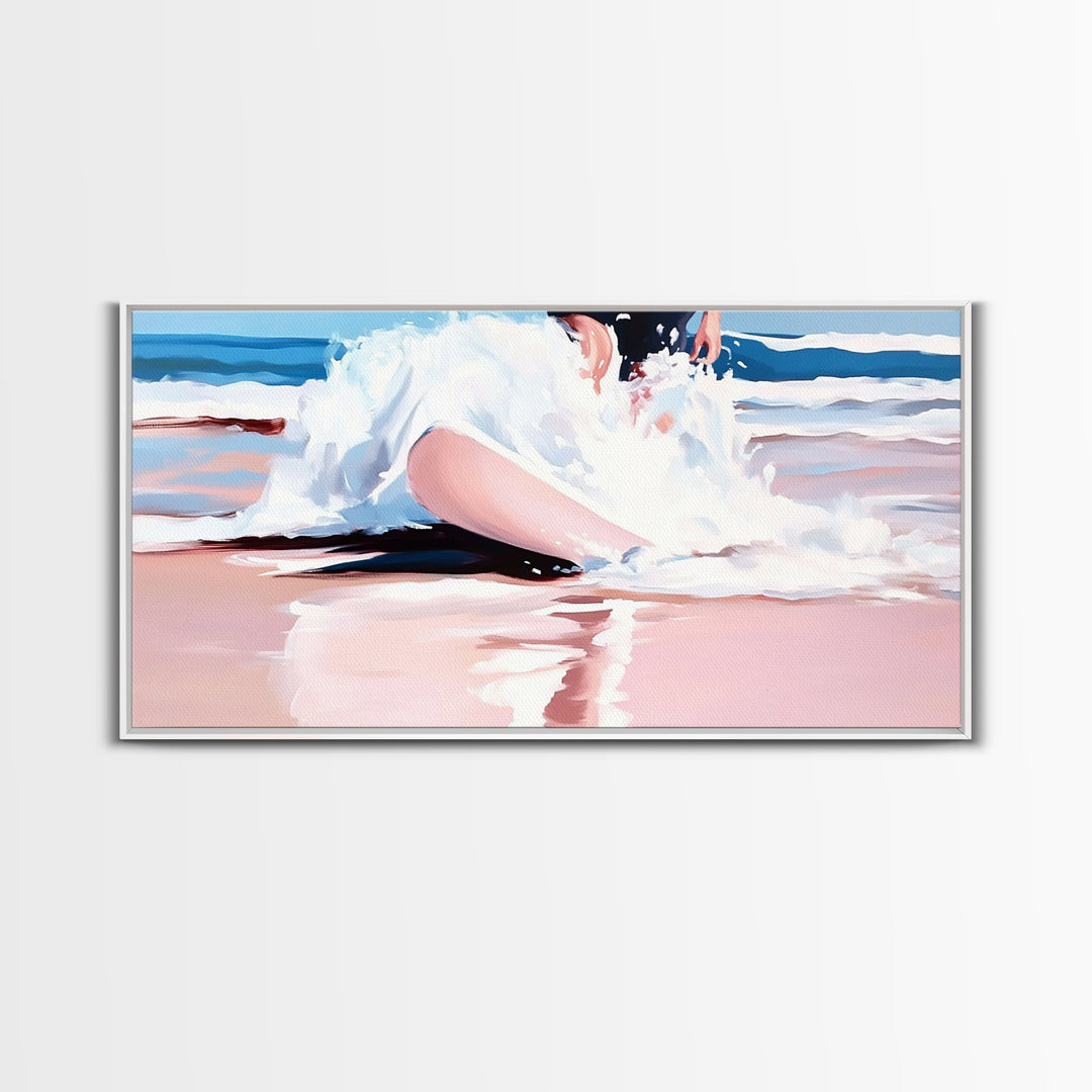 Ocean Splash, Surfer Art, Beach Wall Decor, Canvas Print, Coastal Home Art, Minimalist Wave Painting, Modern Beach House Wall Art