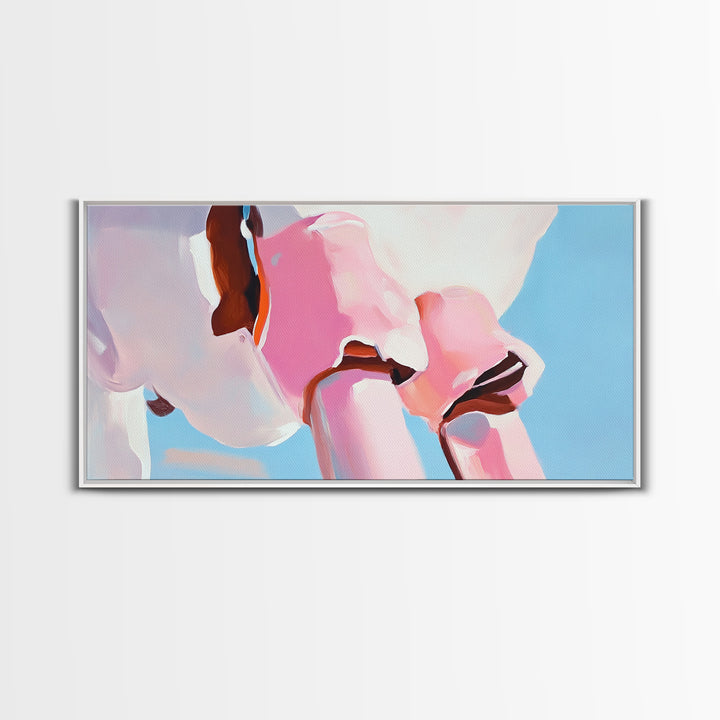 Pink Skull, Contemporary Pop Art, Bold Wall Decor, Cool Living Room Art, Unique Framed Canvas Print, Edgy Aesthetic Artwork
