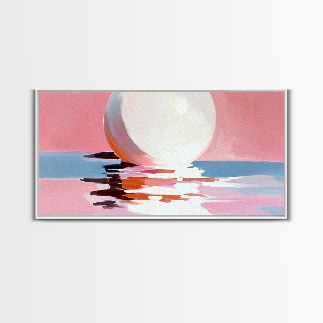 Blush Waves, Surf Art, Framed Canvas Print, Pink Seascape, Coastal Decor, Feminine Ocean Painting, Minimalist Wall Art