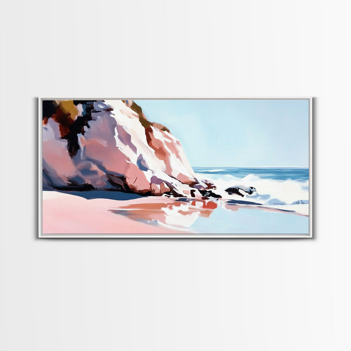 Coastal Cliffs, Ocean Waves, Beach Landscape, Wall Art, Canvas Print, Living Room Art, Modern Seascape, Blue Wall Decor, Nautical Art