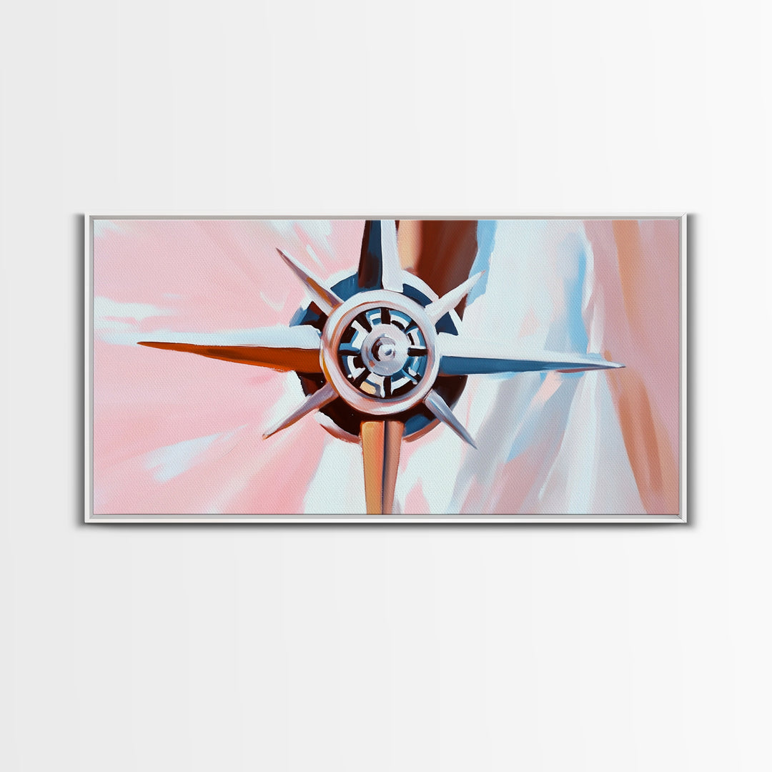 Compass Rose, Nautical Art, Pink Tones, Maritime Decor, Framed Canvas Print, Coastal Home Art, Boho Wall Art, Office Wall Decor