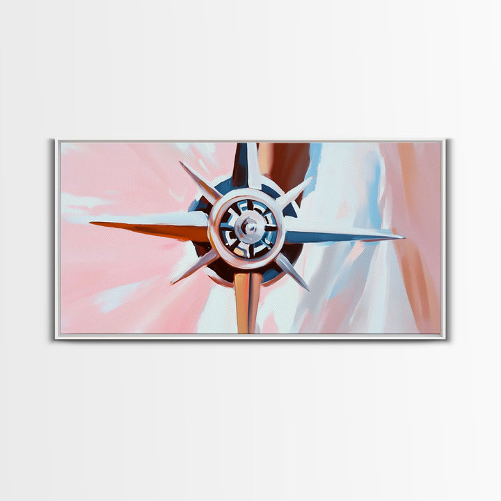 Compass Rose, Nautical Art, Pink Tones, Maritime Decor, Framed Canvas Print, Coastal Home Art, Boho Wall Art, Office Wall Decor