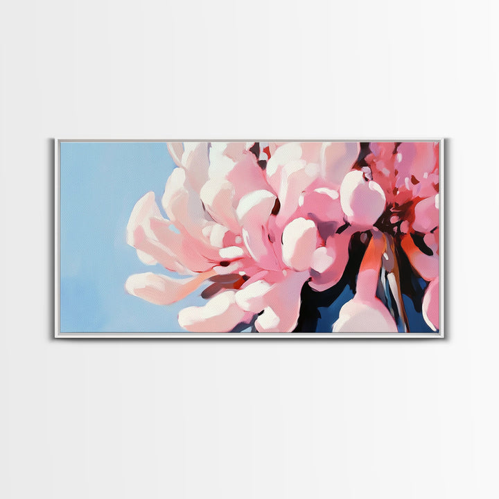 Blooming Flowers, Pink Petals, Floral Print, Modern Art, Framed Canvas Print, Bedroom Wall Art, Feminine Decor, Abstract Flowers