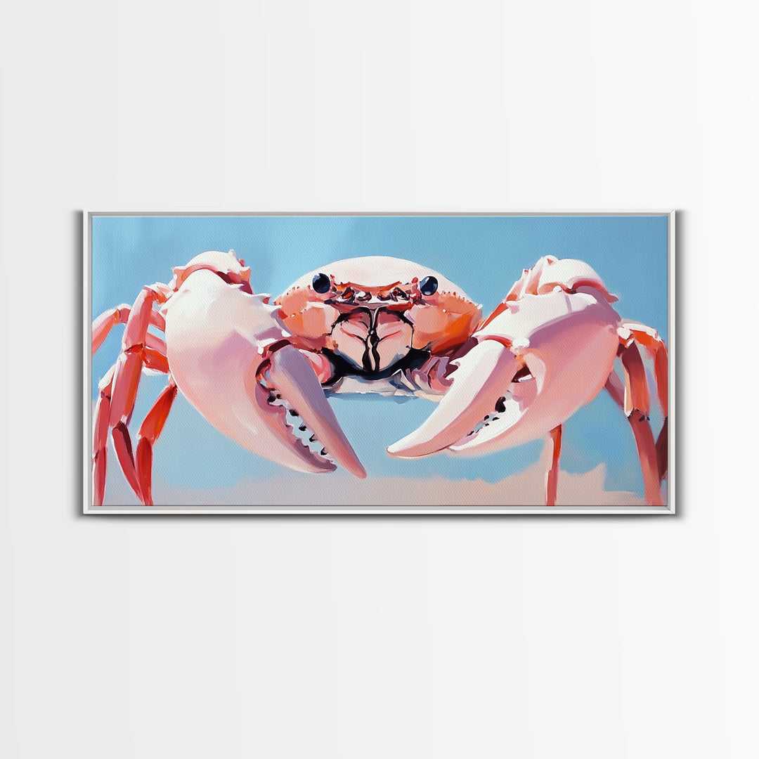 Crab Illustration, Ocean Life, Coastal Kitchen, Beach House Wall Art, Canvas Print, Nautical Artwork, Seaside Aesthetic, Marine Art