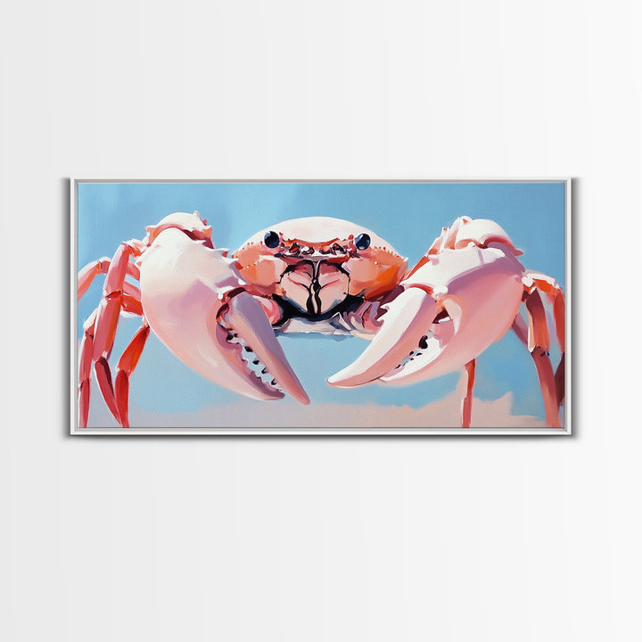 Crab Illustration, Ocean Life, Coastal Kitchen, Beach House Wall Art, Canvas Print, Nautical Artwork, Seaside Aesthetic, Marine Art