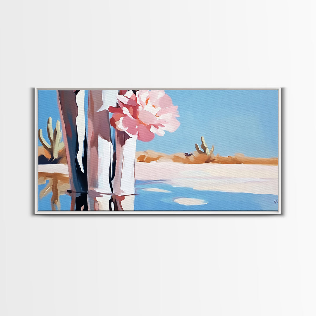 Cactus Blooms, Desert Flowers, Southwestern Serenity, Canvas Print, Floral Art, Pastel Tones, Nature Wall Art, Boho Decor, Minimalist Aesthetic