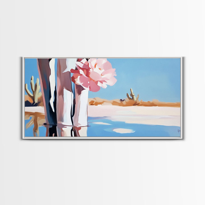 Cactus Blooms, Desert Flowers, Southwestern Serenity, Canvas Print, Floral Art, Pastel Tones, Nature Wall Art, Boho Decor, Minimalist Aesthetic