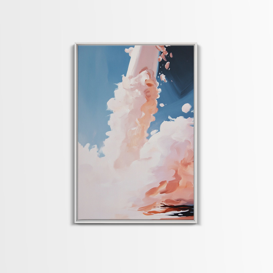 Rocket Launch, Space Exploration, Sci-Fi Aesthetic, Framed Canvas Print, Office Wall Art, Futuristic Home Decor, Astronaut Inspired