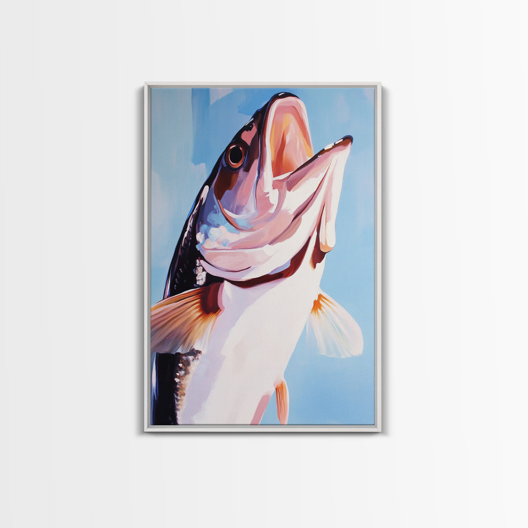 Bass Fish, Fishing Wall Art, Nautical Decor, Sport Fishing, Canvas Print, Coastal Home, Lake House Decor, Rustic Cabin, Ocean Inspired