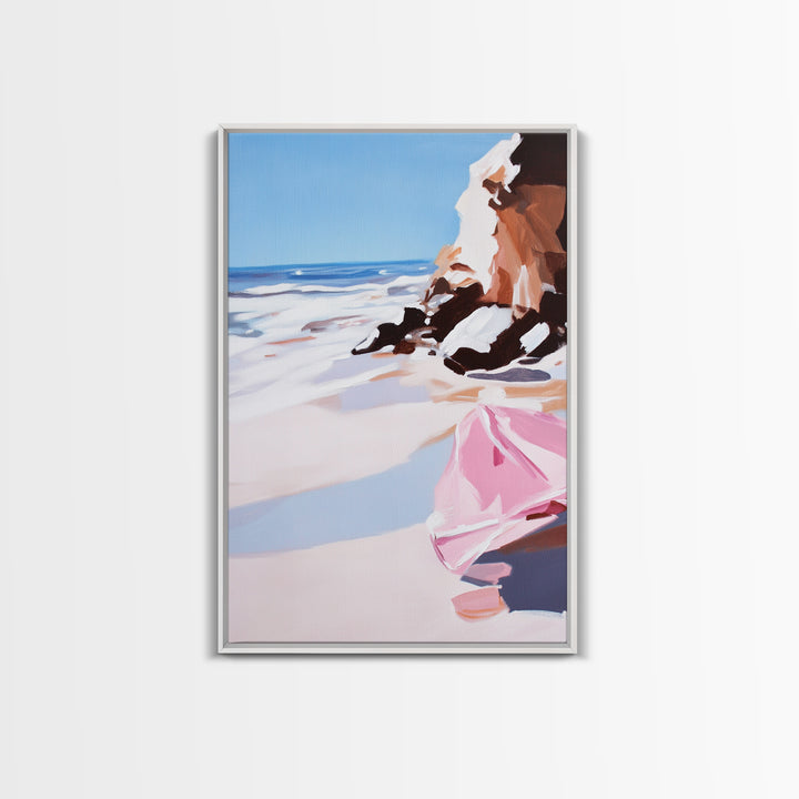 Ocean Cliffs, Coastal View, Framed Canvas Print, Beach House Wall Art, Minimalist Seascape, Nautical Home Aesthetic, Summer Vibes