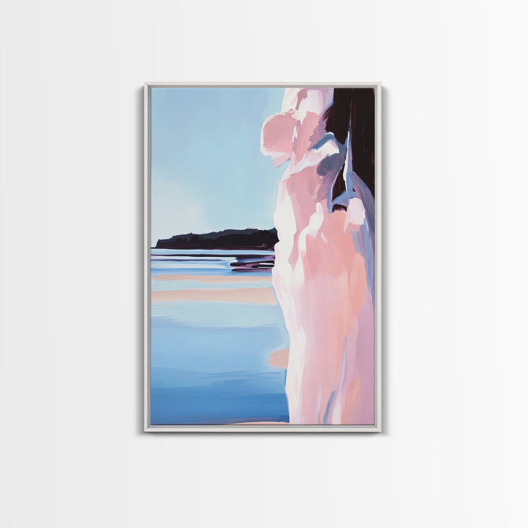 Beach Cliff, Coastal Landscape, Seascape Painting, Canvas Print, Modern Wall Art, Ocean Decor, Minimalist Art, Living Room Wall Art