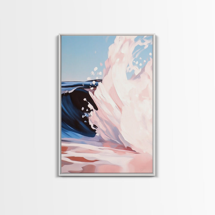 Ocean Wave Painting, Coastal Beach Art, Abstract Water Scene, Framed Canvas Print, Modern Nautical Decor, Living Room Wall Art, Boho Art