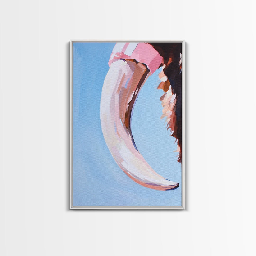 Buffalo Horn, Western Decor, Rustic Art, Cowboy Wall Art, Framed Canvas Print, Boho Style, Minimalist Animal Art, Neutral Aesthetic