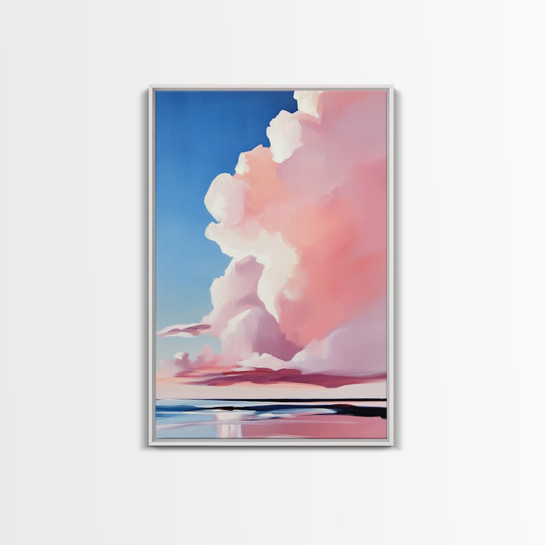 Cloudscape, Sky Painting, Dreamy Wall Art, Minimalist Home Decor, Pastel Sky, Framed Canvas Print, Sunset Clouds, Serene Aesthetic