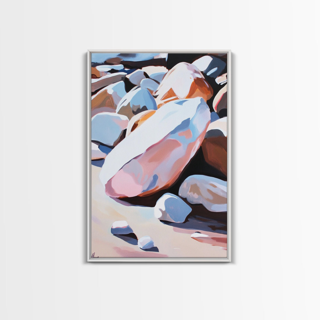 Mystic Cliffside, Surreal Landscape, Nature Aesthetic, Modern Wall Decor, Soft Pastels, Dreamy Art, Framed Canvas Print, Hallway