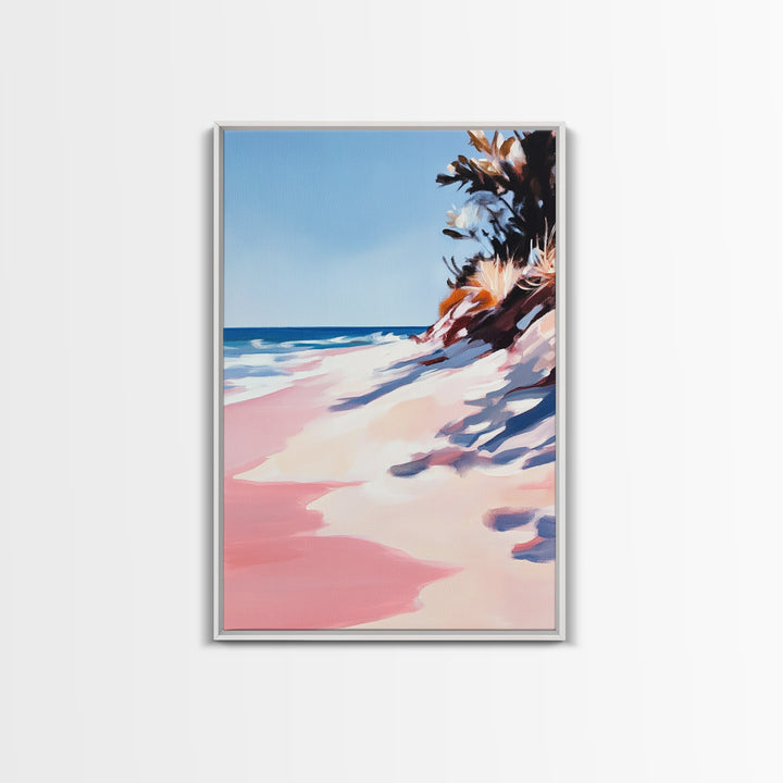 Coastal Waves, Summer Beach Art, Ocean Seascape Painting, Framed Canvas Print, Nautical Wall Art, Living Room Decor, Beach House Artwork