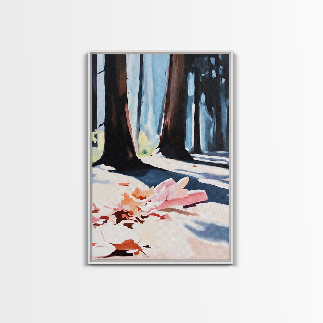 Autumn Forest, Fall Leaves, Cozy Aesthetic, Seasonal Art, Rustic Decor, Warm Tones, Nature Painting, Canvas Print, Living Room Wall Art