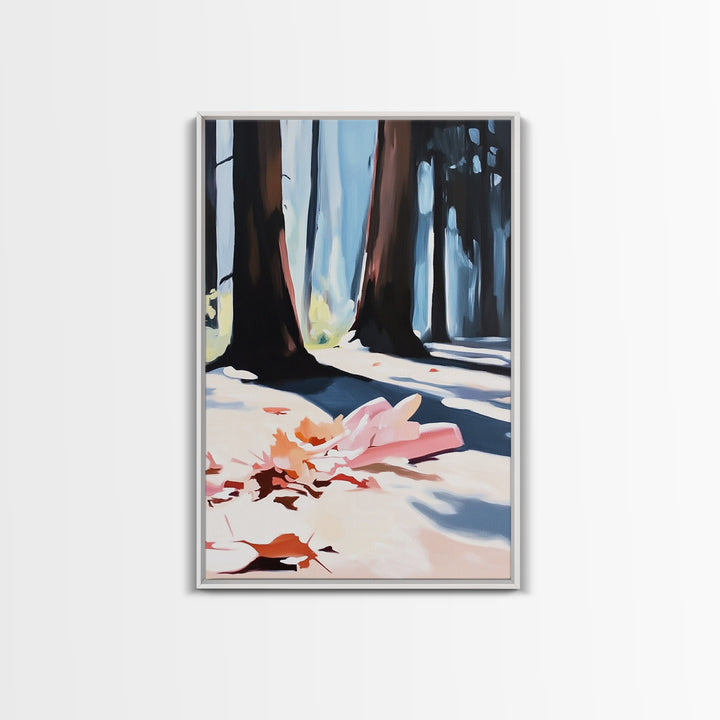 Autumn Forest, Fall Leaves, Cozy Aesthetic, Seasonal Art, Rustic Decor, Warm Tones, Nature Painting, Canvas Print, Living Room Wall Art