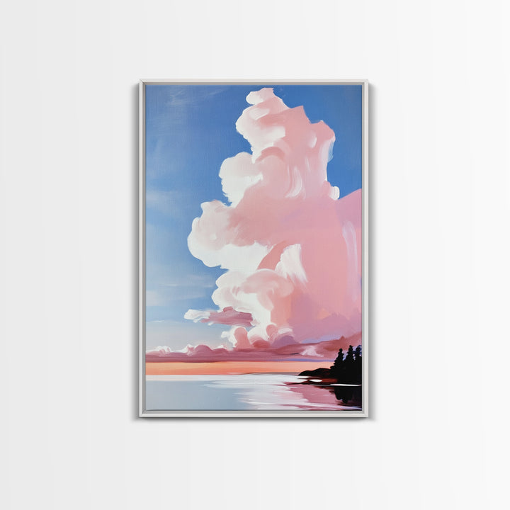 Pink Clouds, Sunset Sky, Dreamy Wall Art, Romantic Painting, Pastel Decor, Soft Aesthetic, Nature Inspired, Canvas Print, Bedroom Art